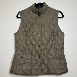 Eddie Bauer Goose Down‎ Quilted Vest M Brown Snap Front Outdoor Equestrian